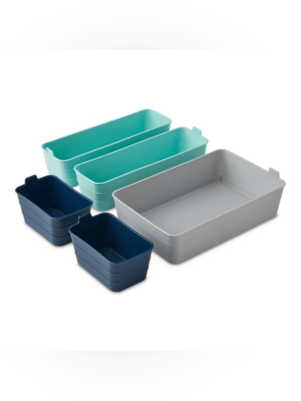Mainstays 5 Piece Flexible Plastic Drawer Organizer Storage Bin Set NWT